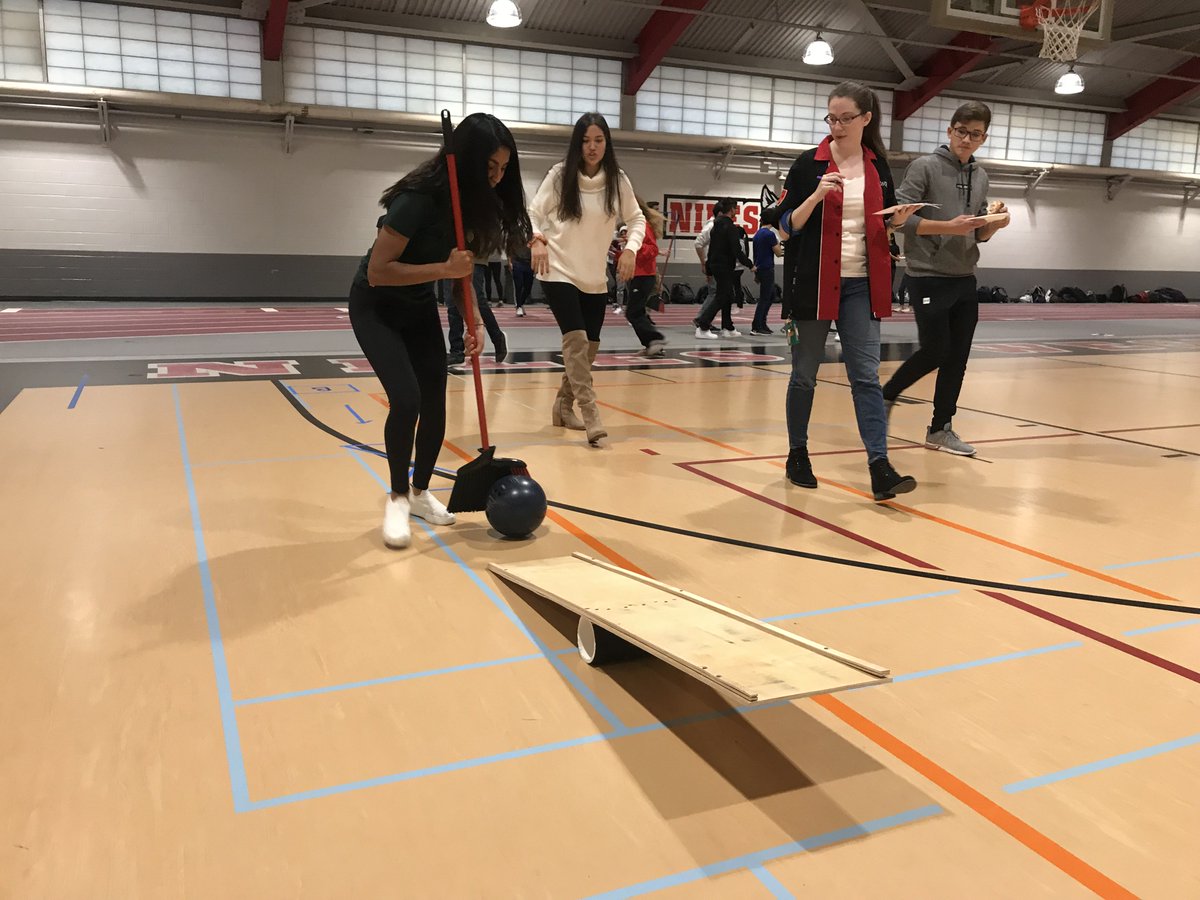 AP Physics 1 students having fun after school in Broom Ball competition!
