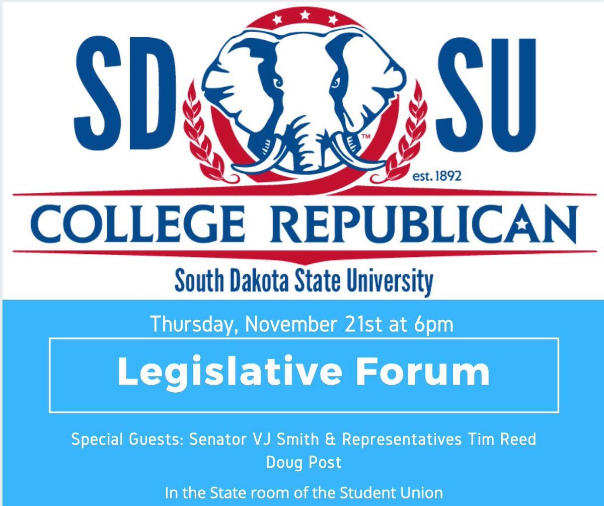 SDSU_Republican's tweet photo. REMINDER: Meeting tonight! 
This event is open to the public. See you there! https://t.co/au8UMrp2ma