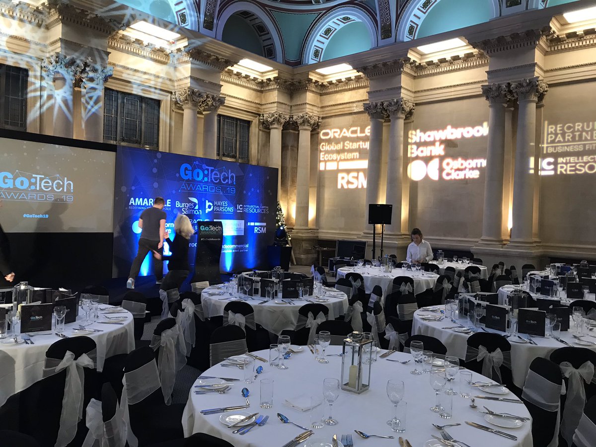 samclark009's tweet image. Set up well underway for #Gotech19 look forward to welcoming everyone tonight @BLeaderNews @ShawbrookBank @Amarelle_Ltd @Hayesparsons @OsborneClarkeUK @icresourcesteam @RSMUK @recruitmentpartnership @Sounds_Comm @BurgesSalmon