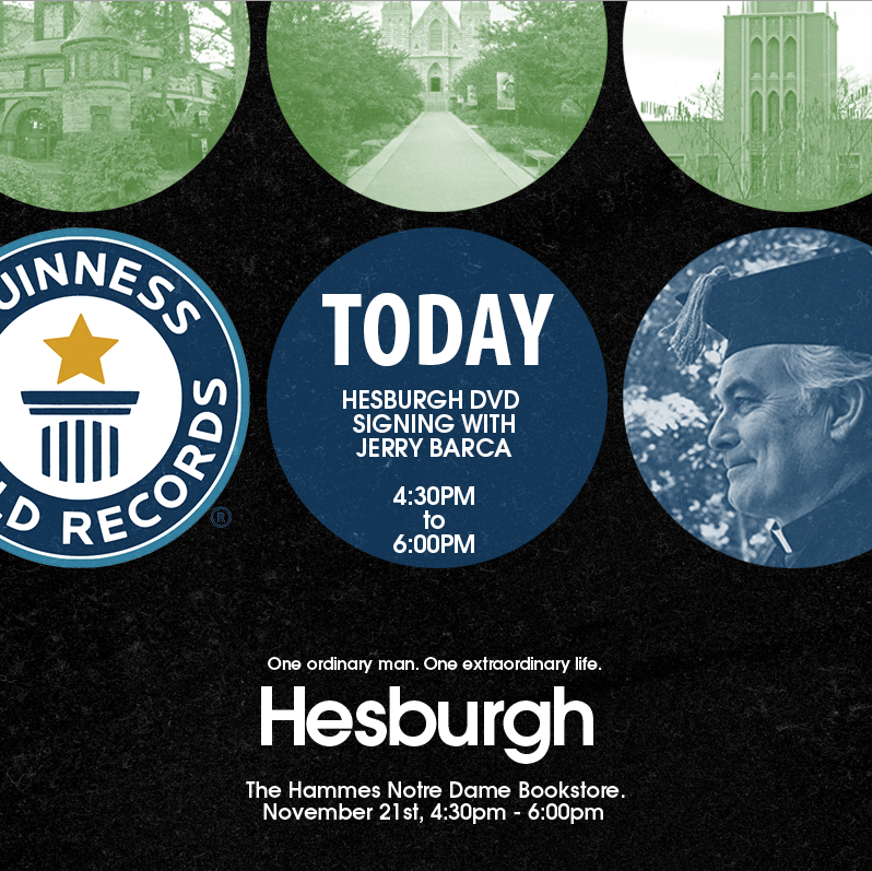 musicboxfilms's tweet photo. TODAY! Swing by the @HammesNotreDame Bookstore for a special @HesburghFilm DVD signing with Jerry Barca from 4:30pm - 6:00pm. https://t.co/r1FEn8MSAA