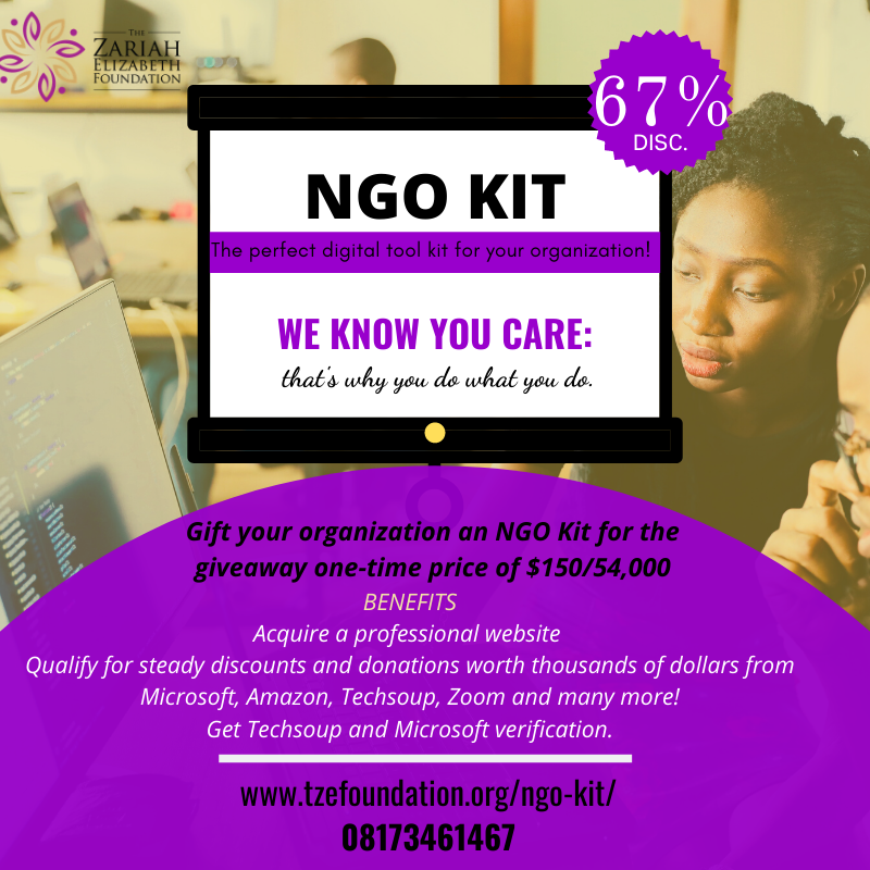tzefoundation's tweet photo. #T4SG
 
Are you wondering about our new service- #NGO Kit?

NGO Kit in the simplest terms is the #Digital Tool Kit your NGO, Charity, School or Social Responsibility outfit needs to function optimally in 2020.

https://t.co/zgGbJpt7AZ
Call: 08173461467

#tech https://t.co/PqkU5Sf3mH