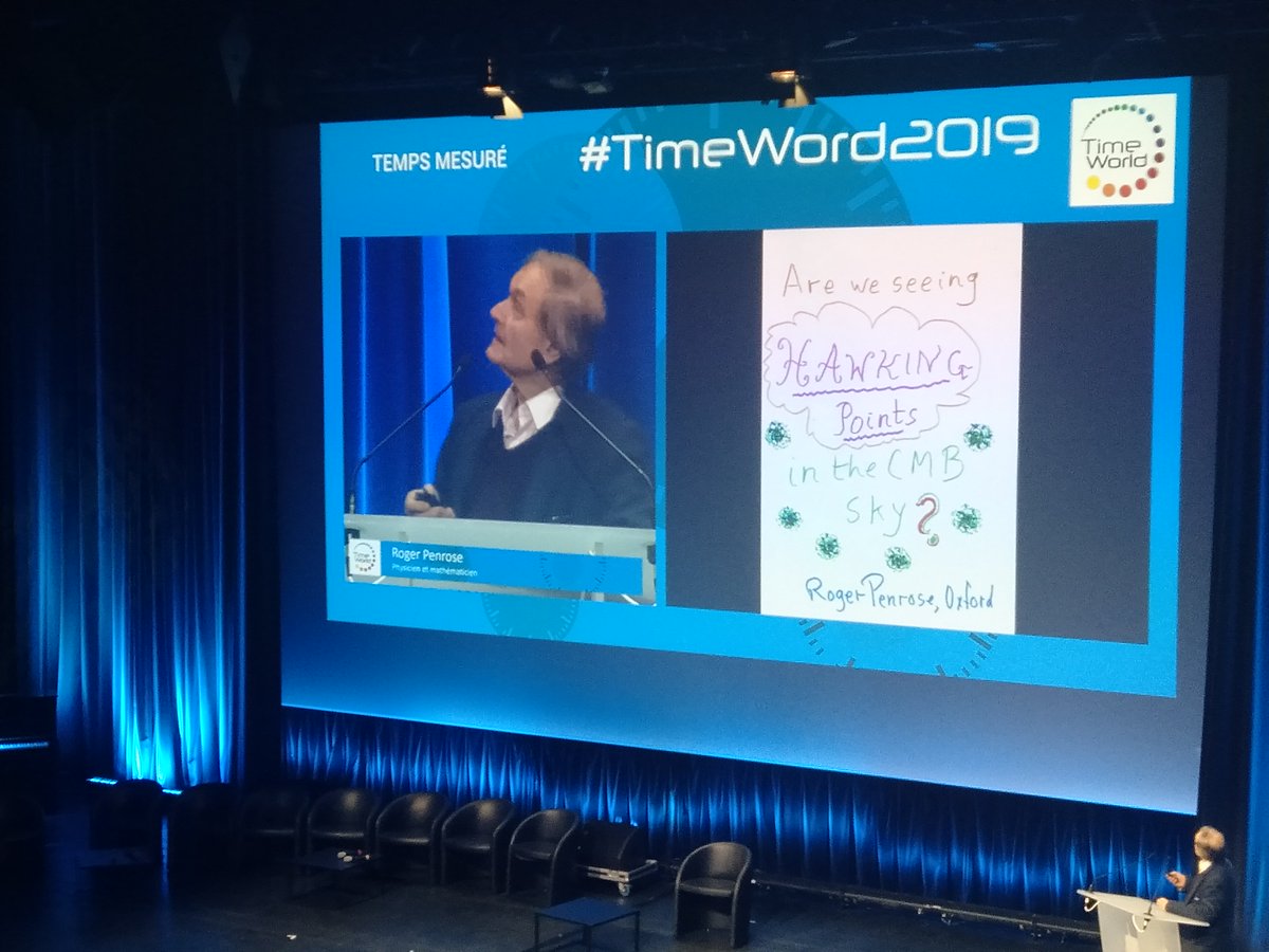 TimeWorldEvent's tweet photo. Sir Roger #Penrose, le célèbre #physicien, est en ce moment sur la scène de l'amphithéâtre Gaston Berger de la @citedessciences Une #conférence exceptionnelle et une venue rare en France ! #timeworld2019 https://t.co/XJHoKO7a0m