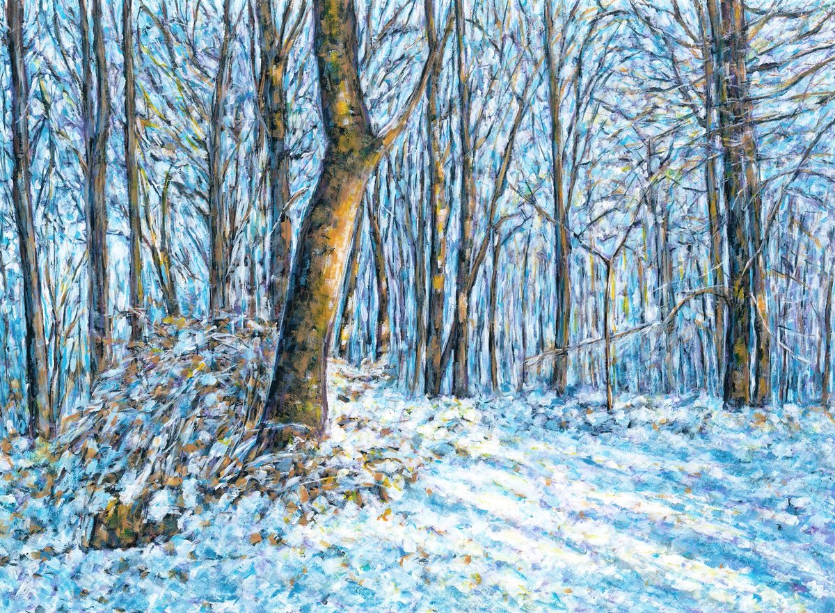 Wayfarer's Walk in winter, Alresford
Acrylic on paper
#wayfarer #walk #snow #snowpainting #WinterIsComing #trees #light
