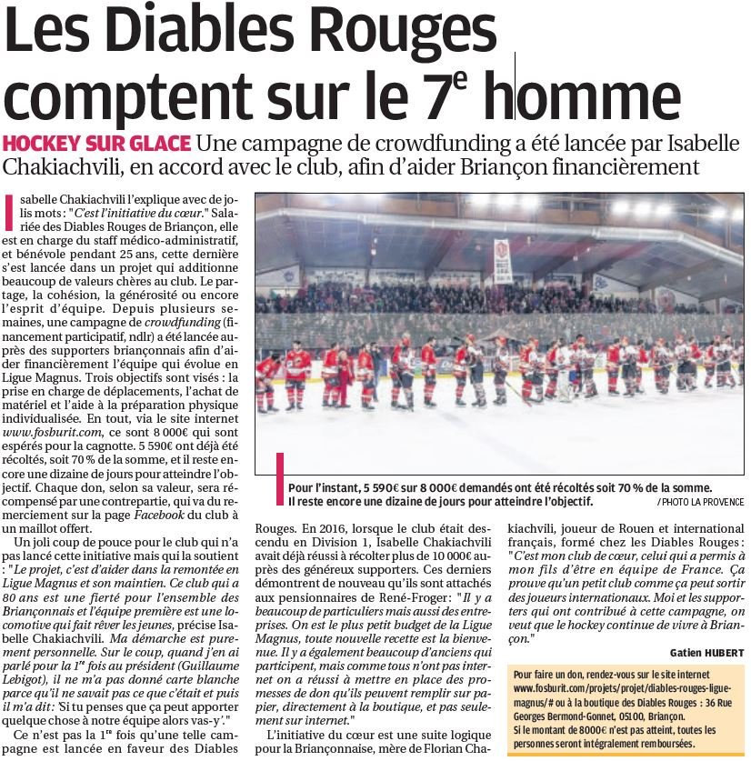 Magnifique article sur le projet des <a href="/DiablesRouges05/">Diables Rouges de Briançon</a> actuellement en ligne. Bravo à Isabelle pour l'initiative et un grand MERCI à tous les supporters qui soutiennent ce projet. 

Retrouvez et soutenez l'équipe sur ibiy.net/2Oxe4QT