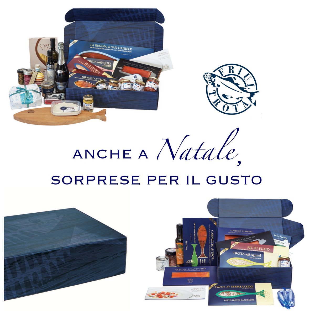 🎁🎄🐟 Anche a #Natale, sorprese per il gusto con gli eleganti cofanetti #Friultrota! Tutte le confezioni sono completamente personalizzabili, sfogliate il nostro catalogo: bit.ly/2s2q45f
