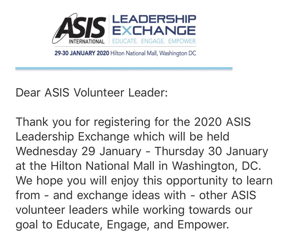 JP_Cuartas's tweet photo. Looking forward to attending @ASIS_Intl Leadership Exchange 2020 in Washington DC next year. #asis #myasis #management #leadership #asis2020 #conference #volunteer #leaders #development #professional #CPP #training #securittmanagement https://t.co/CV9BZBtJGP