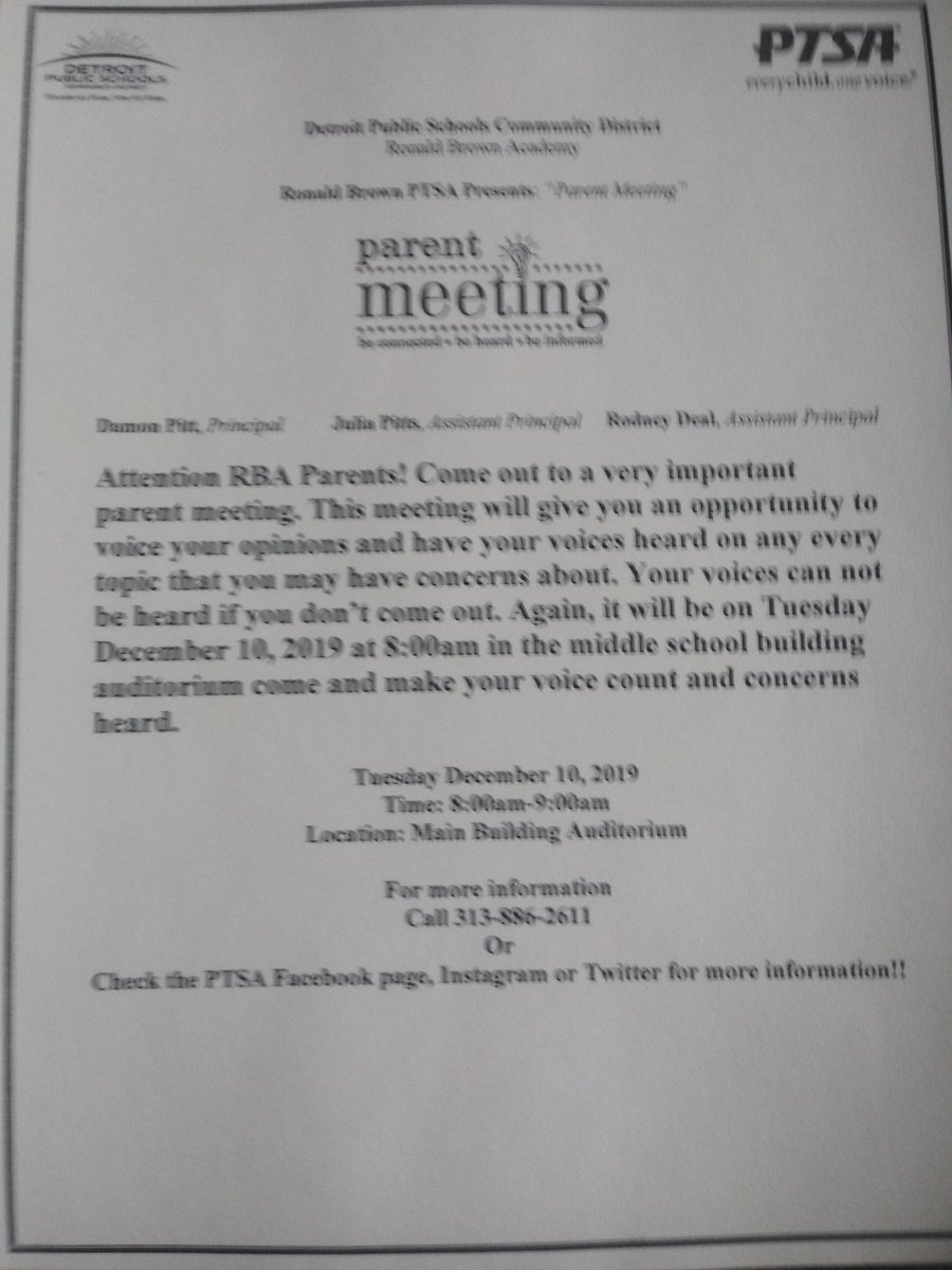 Ronaldbrown2019's tweet photo. Parents please come out we need to hear from you. Tuesday December 10, 2019 8:00am https://t.co/SM6GatcokH