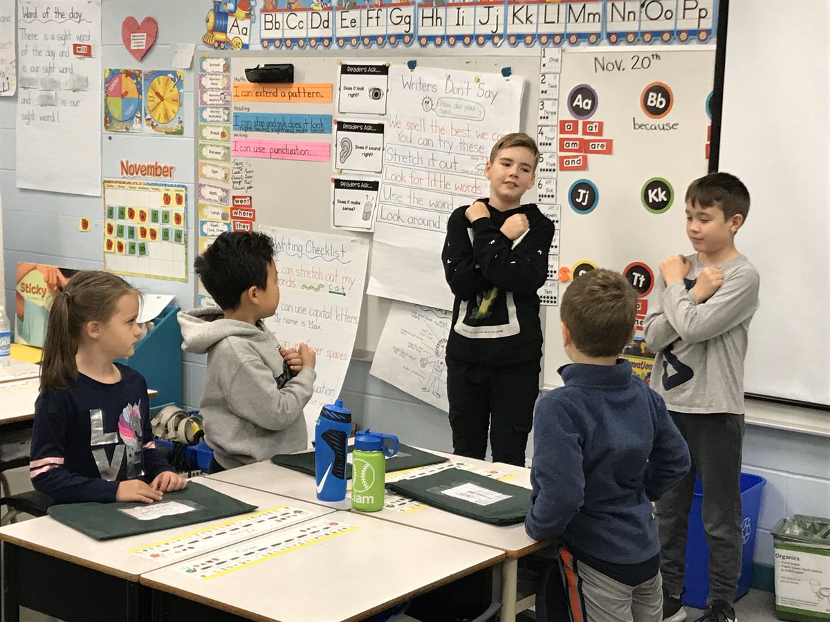 Ms_MacKenzie8's tweet photo. We do O Canada in sign language every morning in our class. We’ve been teaching our grade 1 learning buddies how to do it as well!#sharingknowledge #learningbuddies @basinviewdrive https://t.co/hDiVBGLyVi