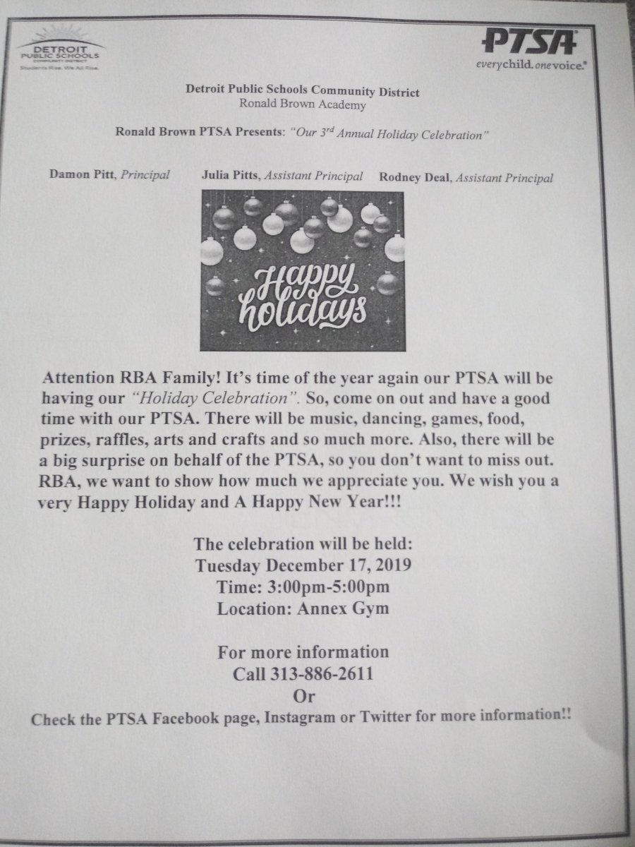 Ronaldbrown2019's tweet photo. We are having our 3rd Annual Holiday Celebration on Tuesday December 17, 2019 from 3pm-5pm. https://t.co/RqXDhK7kRk