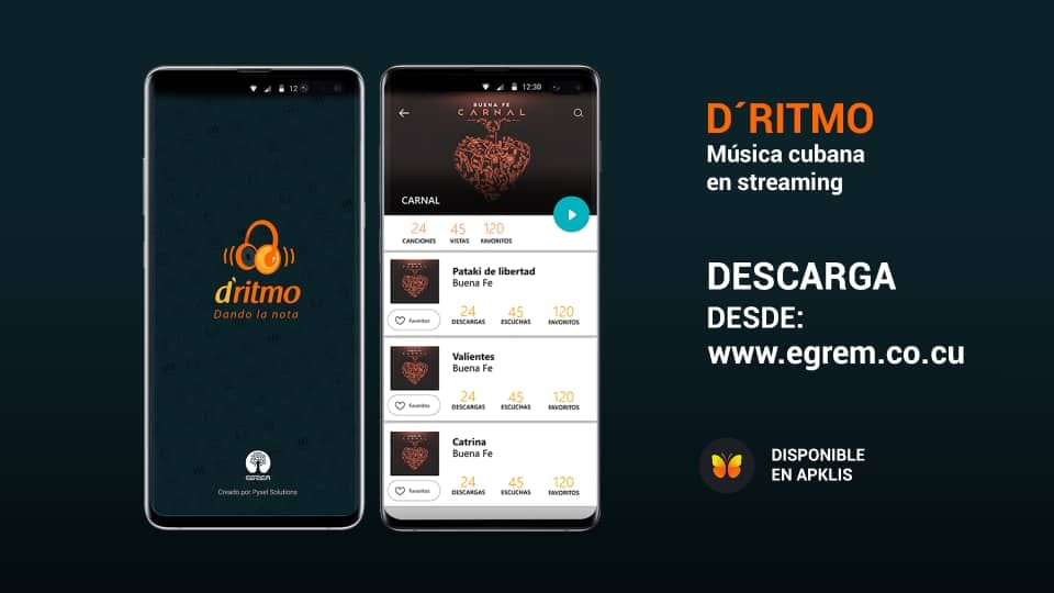 EGREMOFICIAL's tweet photo. Aquí puede descargar la app D´ritmo👉https://t.co/OtXm5lSkJO👈¿Qué es D´ritmo?una app para la escucha🎧 y descarga⏬ de la música cubana💯🇨🇺
¿Aún no tiens el CD #carnal de Buena Fe? descárgate e instala la app en tu móvil y ahí lo encontrarás!
#CubaEsCultura https://t.co/dzH3zvfd2E