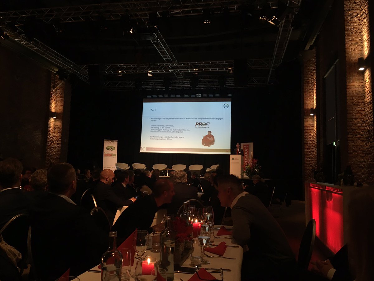 thilojoergl's tweet photo. The scarcity of truck drivers will lead to a supply bottleneck in the future says Dirk Engelhardt of @BGL at European transport award for sustainability of @_Transport_  @muenchen #logistics #sustainability https://t.co/Jf748MrkKt