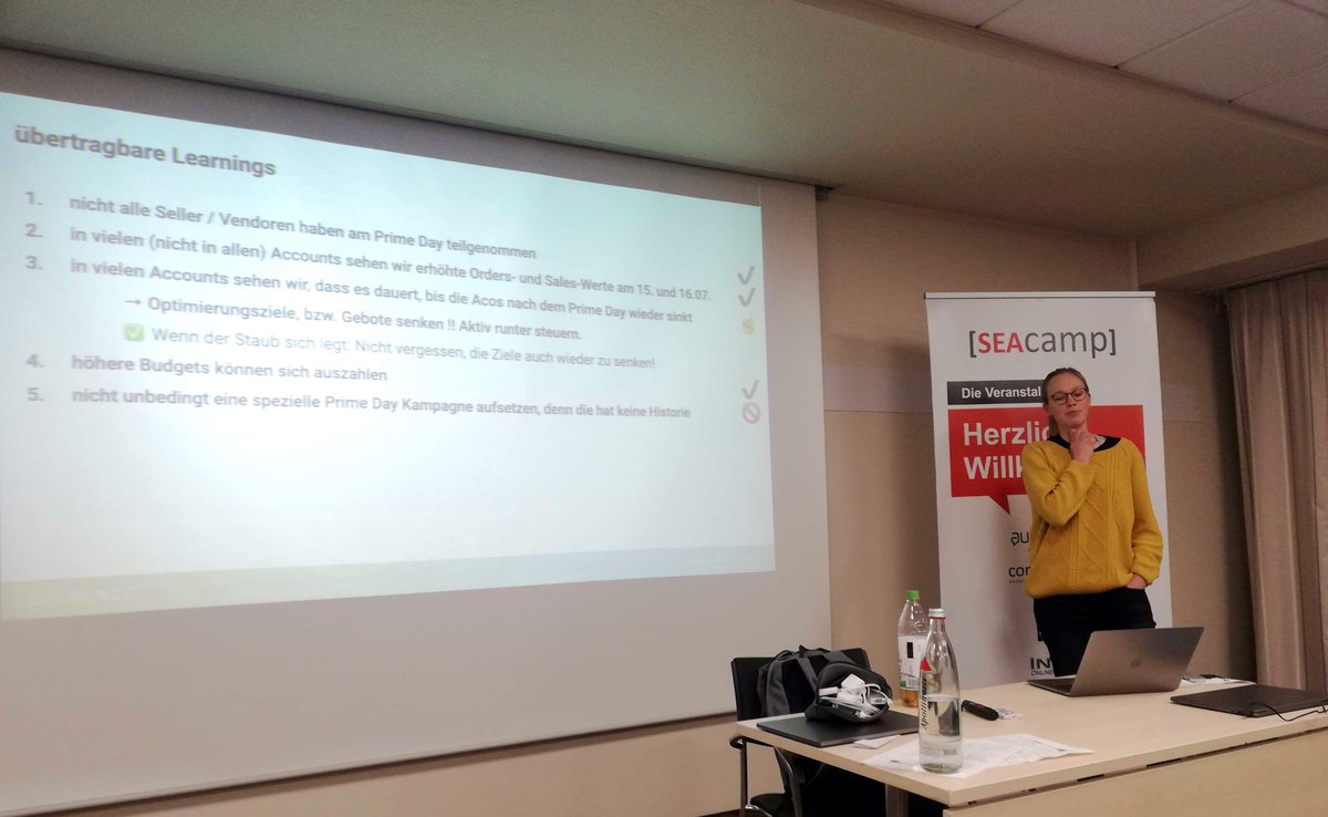adference's tweet photo. Bis zum #BlackFriday ist es nicht mehr lange hin☝️Mareike Geidies von #Adference schaut sich deshalb gerade auf dem #SEAcamp #Hannover die Daten des #PrimeDays 2019 an und stellt die Frage: Was können wir daraus lernen? 🛍️🛒#AmazonPPC #AmazonAds #PPC https://t.co/xJ0RUPp33g