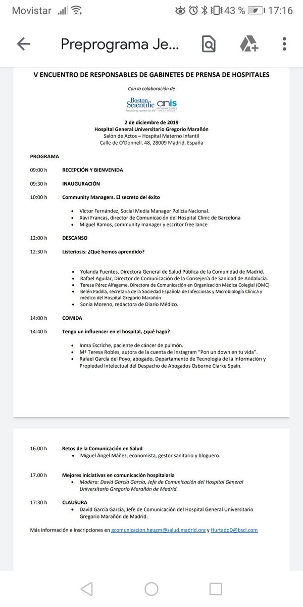 Si trabajas en Comunicación de un hospital o institución sanitaria quizá te interese asistir a las 'V Jornada de Responsables de Comunicación de hospitales' El 2 de diciembre en el Hospital Gregorio Marañón, inscripción gratuita. Mira 👇