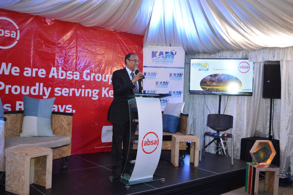 KAM_Kenya's tweet photo. KAM Chair @GudkaSachen - The financial sector is a necessary component to facilitate the implementation of production processes, skills and expertise to manufacturing to promote sustainable manufacturing practices.
#KAMAbsaSundowner https://t.co/3VpgpZwtNc