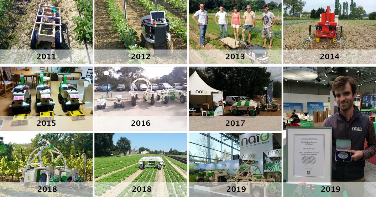 En 8 ans, c'est plus de 1500 hectares désherbés par nos robots Oz, Ted et Dino, une présence dans plus de 10 pays et 4 continents, et surtout plus de 60 salariés qui se donnent à 100% dans cette belle aventure Naïo Technologies ! #Naio #robots #agriculture #weeding #innovation