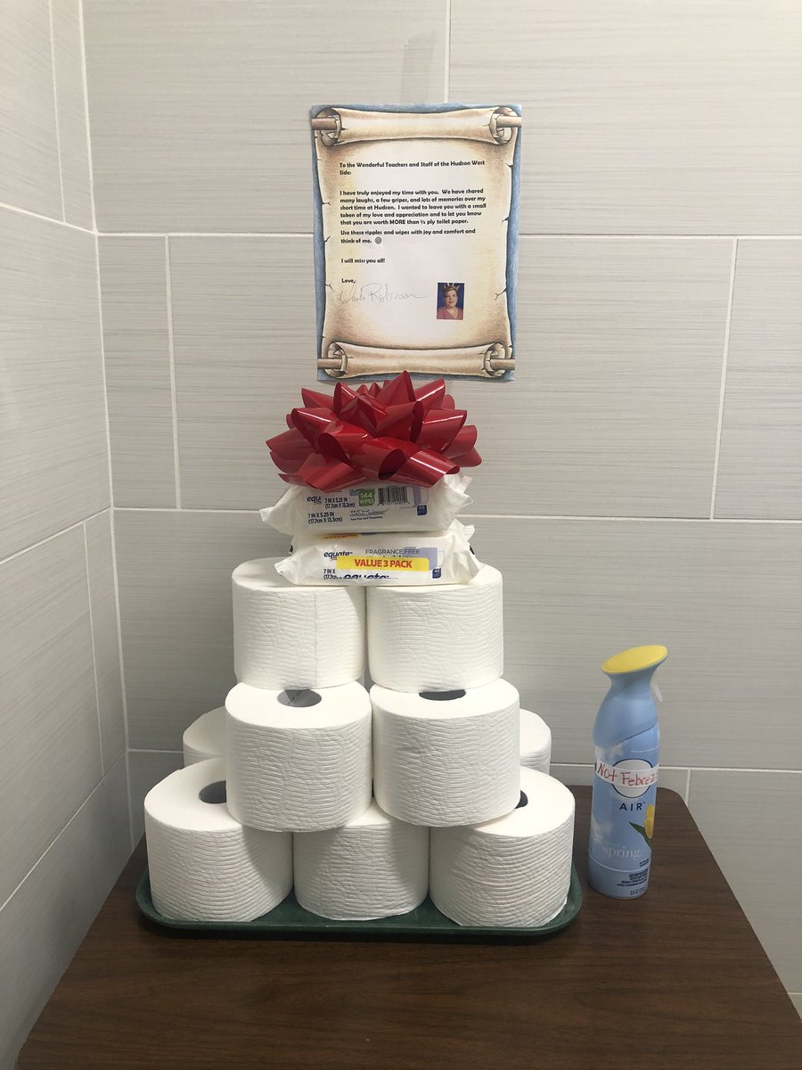 MabralovesMath's tweet photo. I am going to miss my friend @darlarobinson94 when she leaves. She is leaving us with REAL toilet paper! Congratulations on your promotion!! #westsiderules #thestruggleisreal ❤️❤️❤️ https://t.co/BE1q6Vo6uG