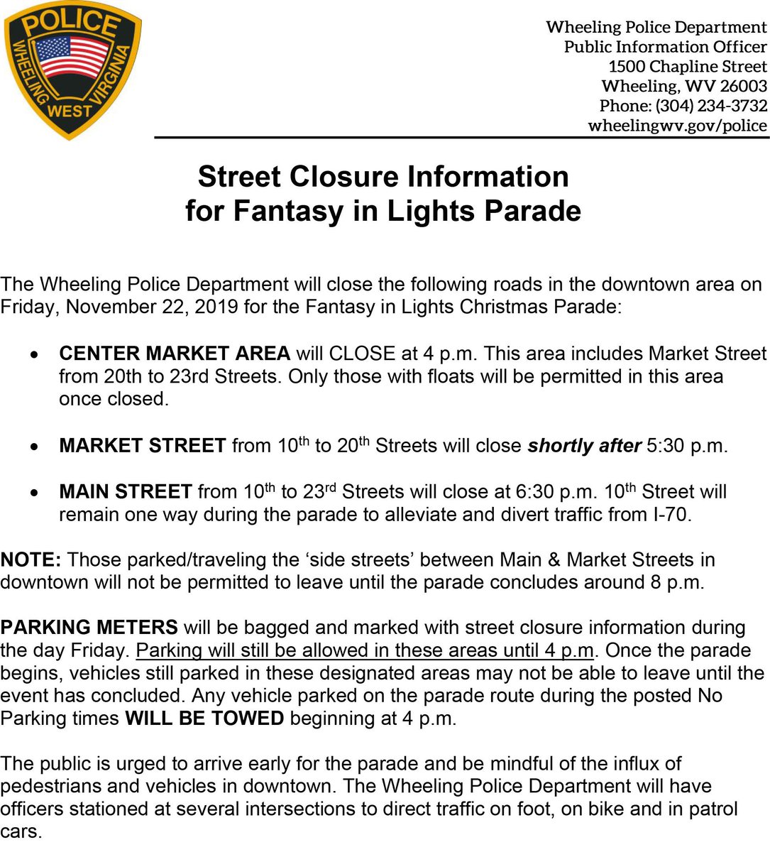Wheeling, WV Police tweet media
