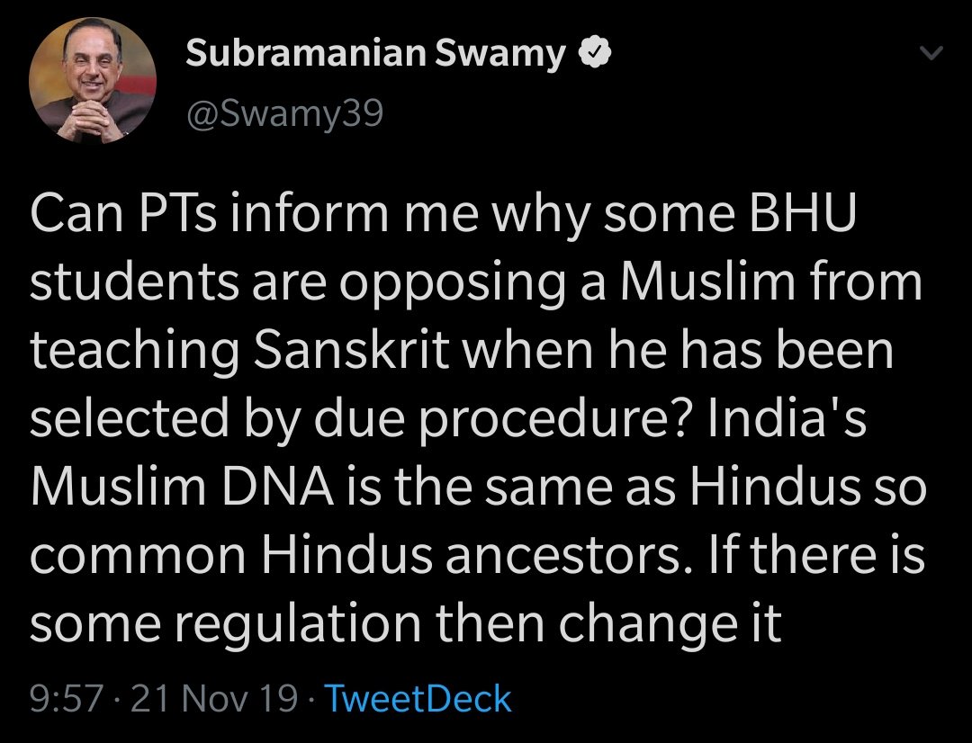 A man named Suburban SwamyAsked a question to his PT armyBy mistaking mere grammerFor rituals and texts of dharmaYet they RTed him, idiots of barmy army