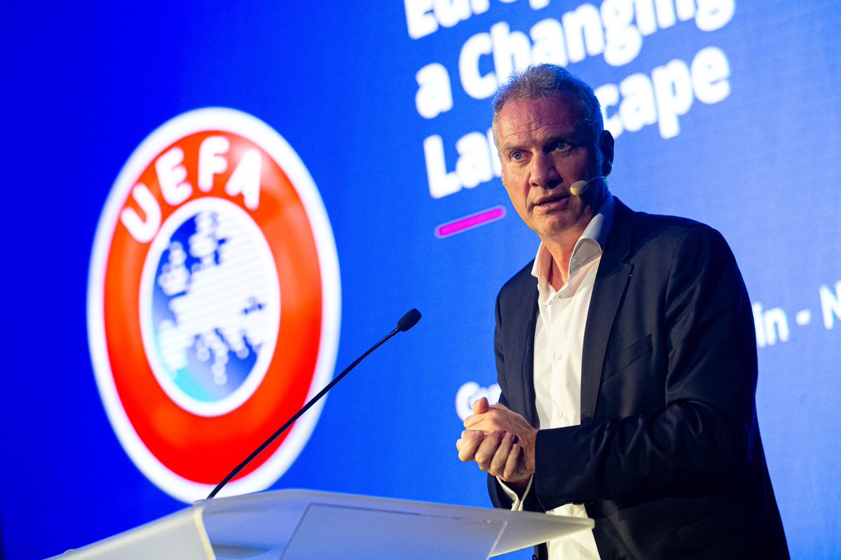🗣 <a href="/guylao/">Guy-Laurent Epstein</a> presents <a href="/UEFA/">UEFA</a>’s general strategy, including their strategic priorities: women’s football, good governance, competitive balance and fan engagement. ⚽️ 

Their biggest challenges are viewing habits and the rise of alternative media channels. 
#sporto2019