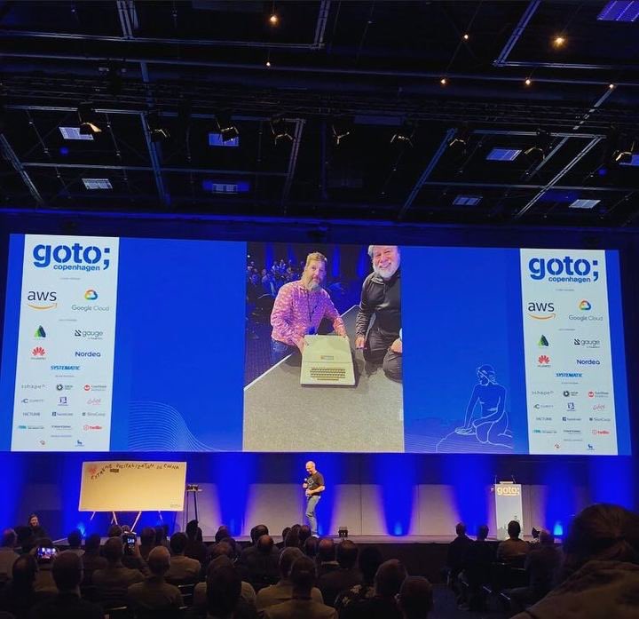 At #gotocph @stevewoz signed our colleague Simon’s Apple ][+ what a great piece of it-history to have!