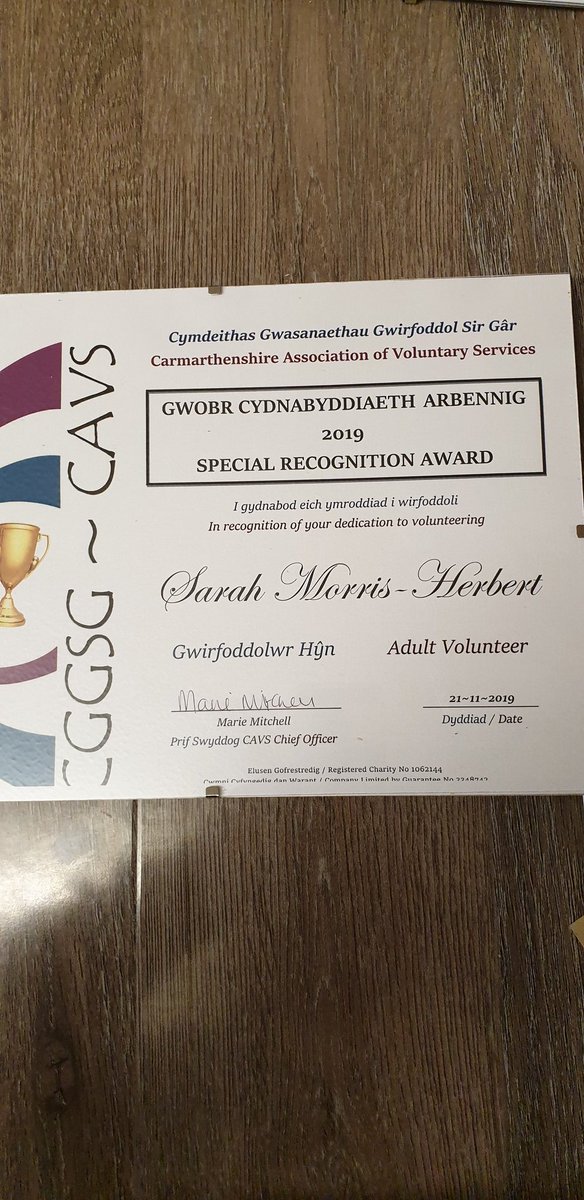 CASM55693481's tweet photo. CASM wins certificate  for highly recommended group@CAVS today.Sarah Morris Herbert ,also won special recognition for volunteering, throughout Carmarthenshire#whatawonderfulworld https://t.co/VtmUUQbA1V