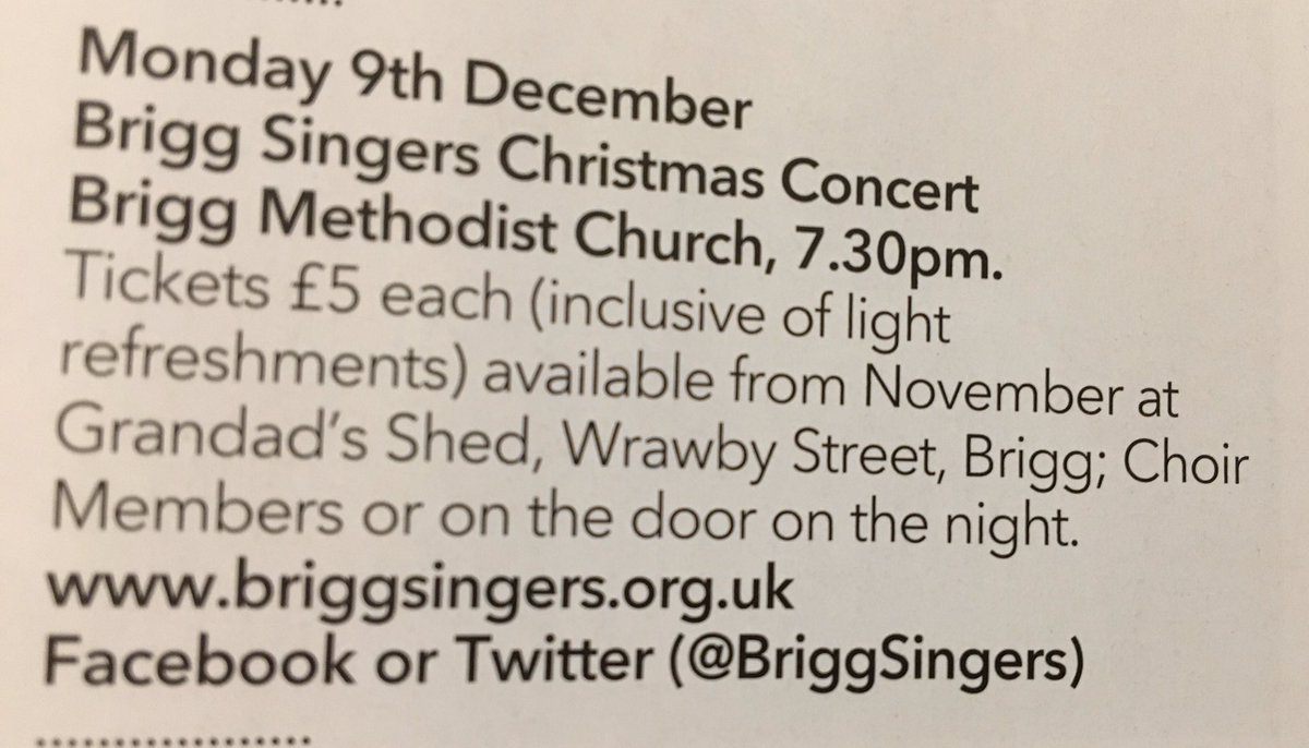 Our forthcoming  Christmas Concert on Monday 9th Dec has made it into the December <a href="/LincsLife/">Lincolnshire Life</a>. Tickets are still available from Grandad’s Shed,Brigg or choir members and it’s the perfect start to your Festive activities 🎄🎼