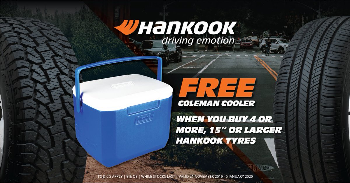 Don't hate us 'cos we're cooler!😎😜 
#tyresandmore #tyresandmoresa #Hankook #DrivingEmotion #FREE #FreeGift #Coleman #cooler #BlackFriday #BlackFriyay