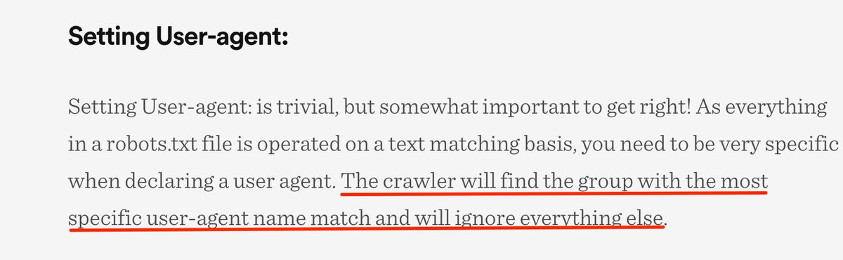 This happens because when there is a set of rules specifically for the User-agent that is checking the file (in this case, Googlebot), it will IGNORE all the other rules, and only apply the ones defined specifically for its User-agent:  https://builtvisible.com/wildcards-in-robots-txt/