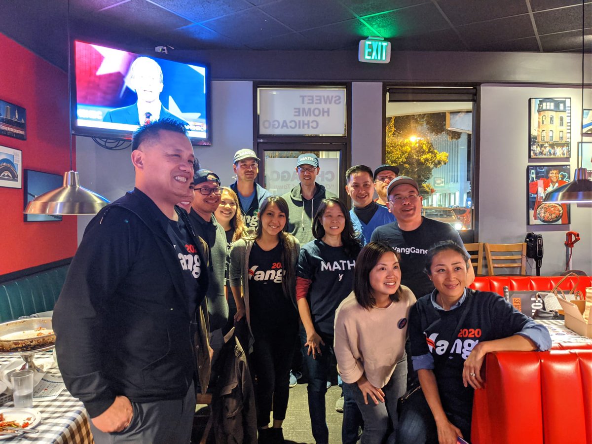 yang_mateo's tweet image. We cheered on our guy @AndrewYang together during a watch party for last night&apos;s #DemocraticDebate 
@maddow 🤦‍♀️ Why couldn&apos;t it have been @krystalball @esaagar @ryangrim that moderated #DemDebate5 @MSNBC instead?
