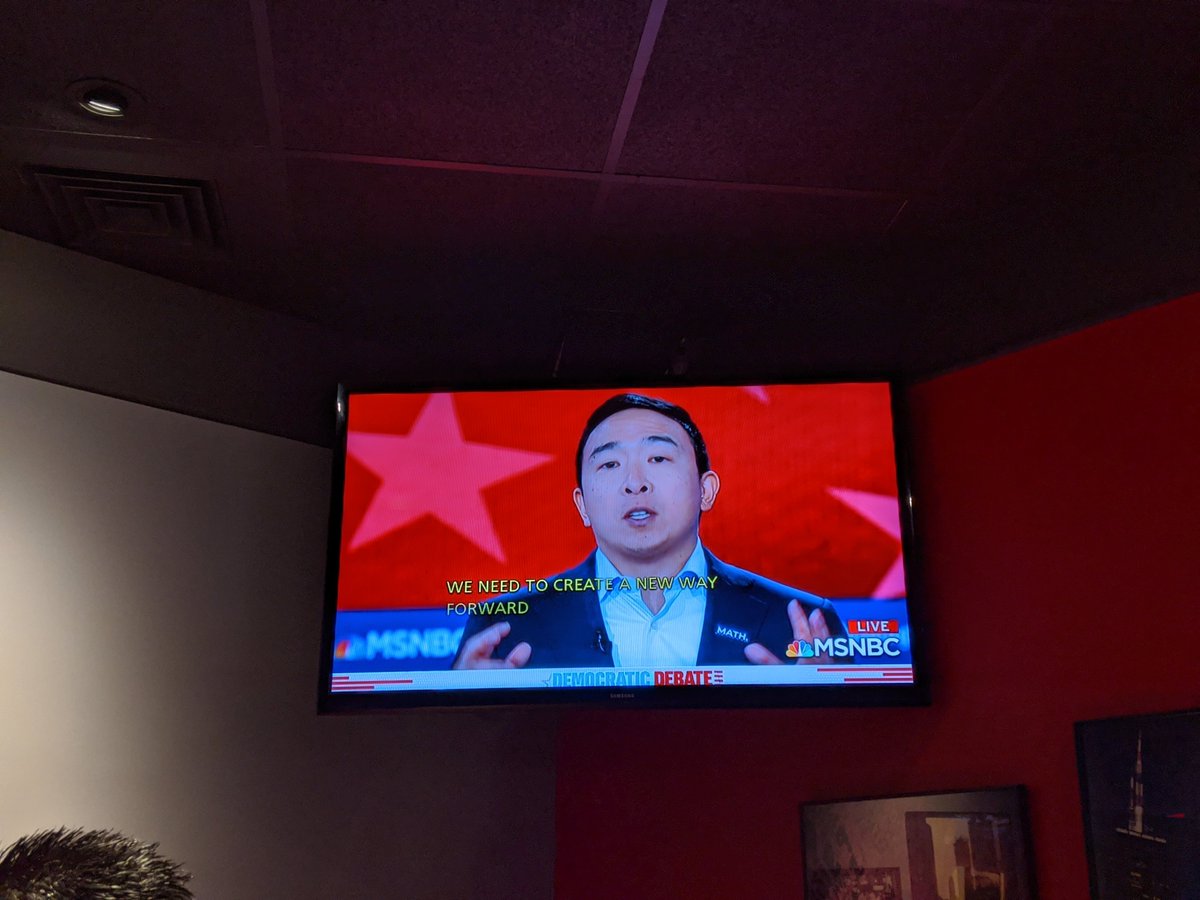 yang_mateo's tweet image. We cheered on our guy @AndrewYang together during a watch party for last night&apos;s #DemocraticDebate 
@maddow 🤦‍♀️ Why couldn&apos;t it have been @krystalball @esaagar @ryangrim that moderated #DemDebate5 @MSNBC instead?