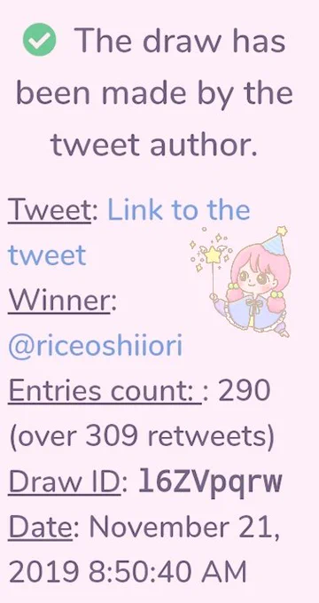 I MANAGED TO SELECT 2 WINNERS ??? @riceoshiiori wins 2 charms! @chousuiris wins 10 stickers! 