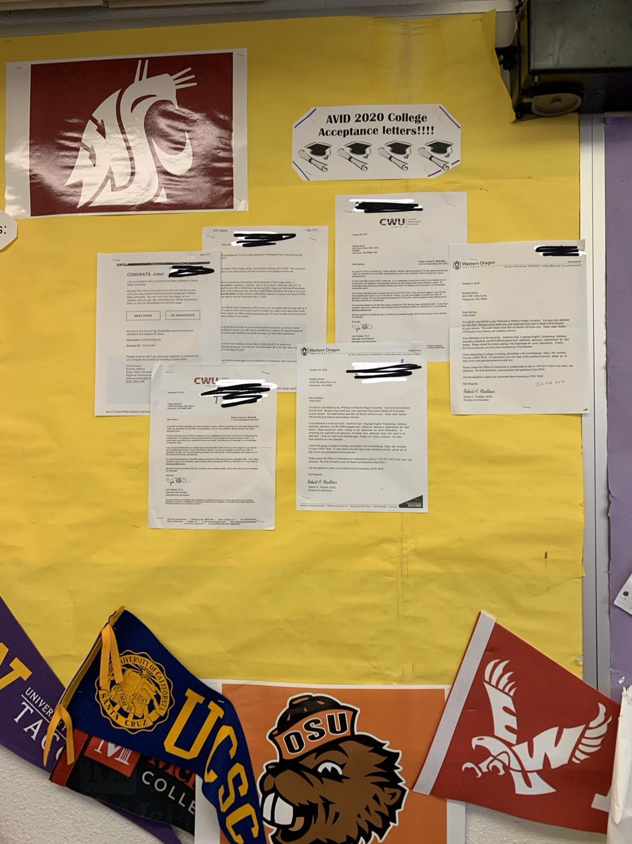 College acceptances for our AVID students are rolling in at Columbia River High School! <a href="/CRHeadofSchool/">Alex</a> #ThisIsAVID