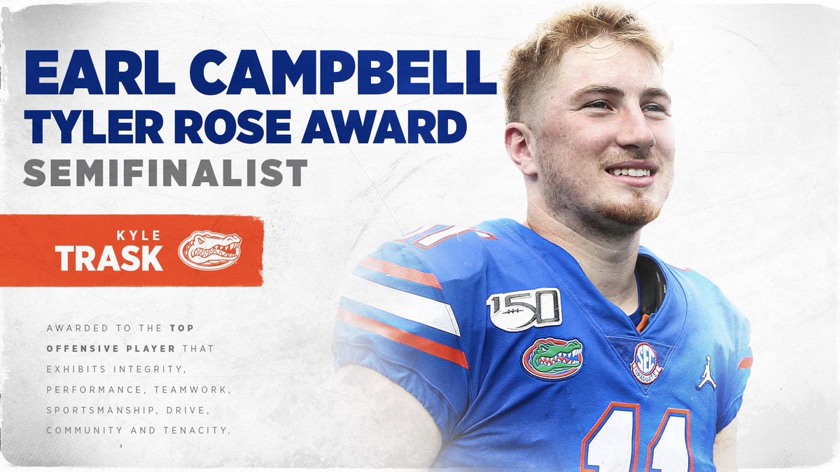 Congratulations, Kyle 👏

<a href="/CampbellAward/">Earl Campbell Award</a> x <a href="/ktrask9/">Kyle Trask</a> 
#GatorStandard