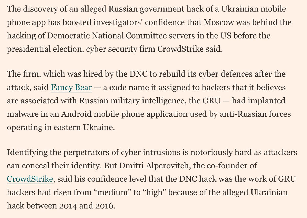 Financial Times, Dec. 22, 2016: "Moscow’s cyber warriors in Ukraine linked to US election”