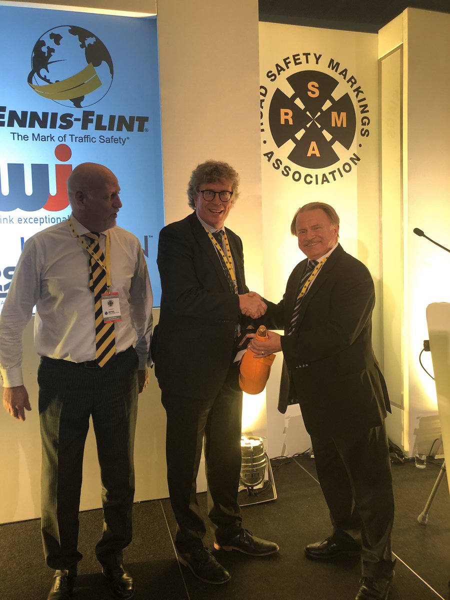 WJ_UK's tweet photo. The outgoing Chairman Paul Aldridge @Roadsafetymark was thanked for his valued service. Pictured with Chief Executive Stu MacInroy a presentation was made by the new Chairman Steve Scott. https://t.co/FOHOu110C2