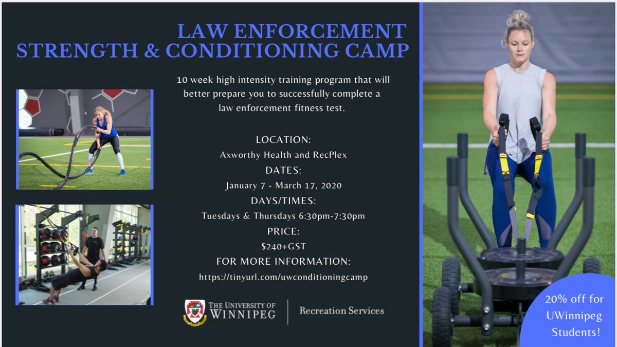 NEW Law Enforcement Strength &amp; Conditioning Camp starting this winter in the Axworthy Health and RecPlex!! #policetraining #recruit