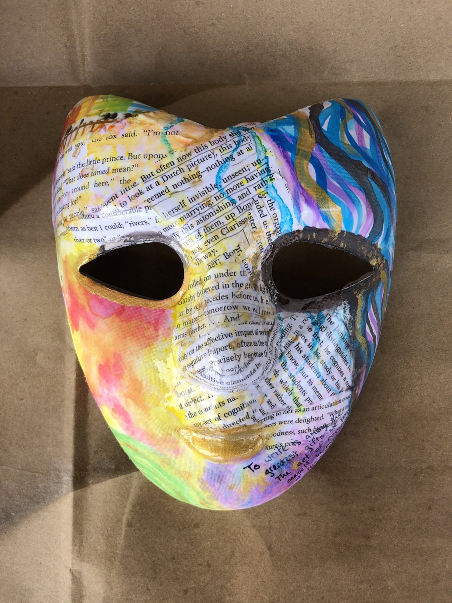 Debnam_ODea's tweet photo. @annafitzhayes @EzinneOfoegbu @tlcoats3 Yeah! We had a chance to make our own masks as facilitators. It was so much fun and honestly required a lot of self-reflection. This is what I made! https://t.co/uwyvVTVTXs