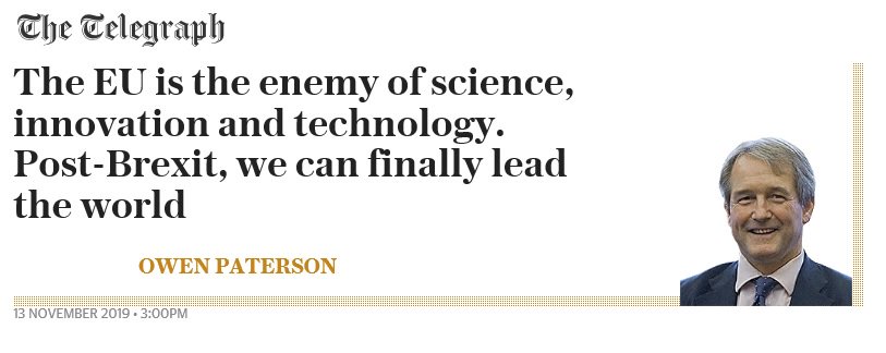 2. This is Owen Paterson arguing in the Telegraph that the EU is the enemy of science and the UK can lead the world in innovation post-Brexit.