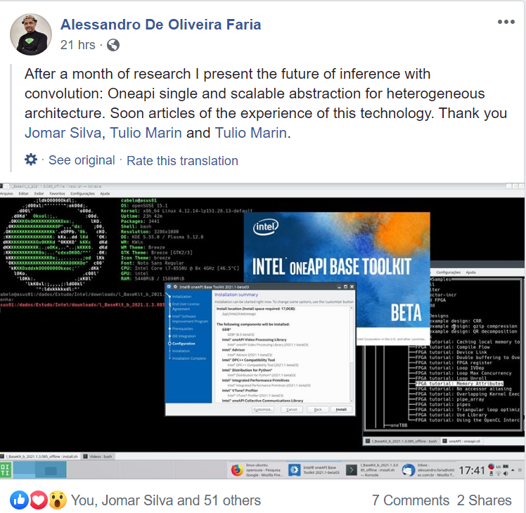 bobduffy's tweet photo. Nice to see #intelinnovators already taking to #oneAPI https://t.co/ylJdNonePZ