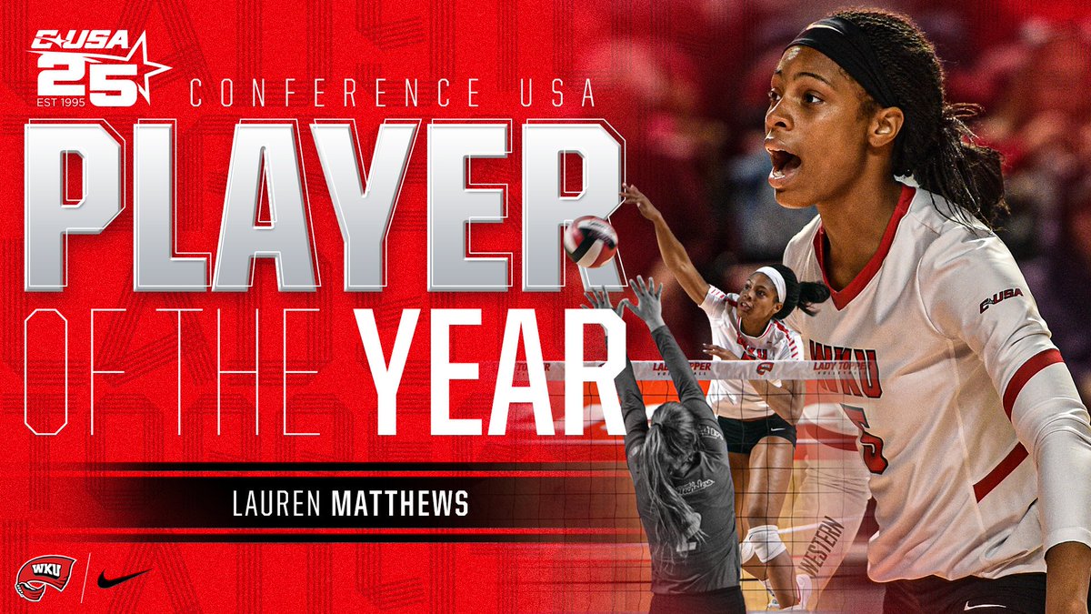 WKUVolleyball's tweet image. Just how special has this season been?

This special ⬇
C-USA Coach of the Year - Travis Hudson
C-USA Player of the Year - Lauren Matthews
C-USA Freshman of the Year - Paige Briggs
C-USA Setter of the Year - Nadia Dieudonne