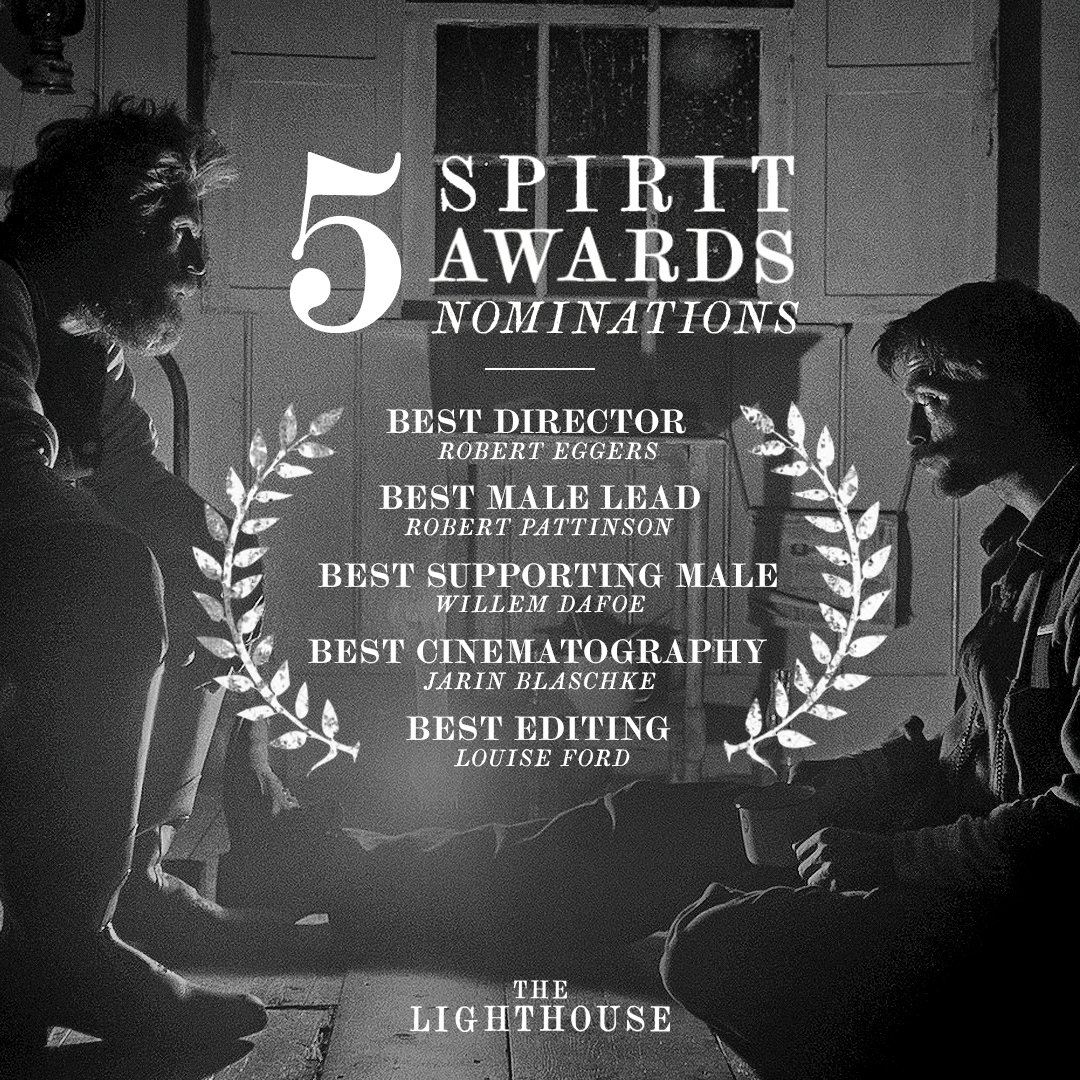 A toast! #TheLighthouse is nominated for FIVE #SpiritAwards, including Best Director ⟡