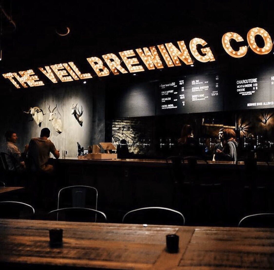 I like long romantic walks to the bar.... and this angled ceiling mount sign at <a href="/theveilbrewing/">The Veil Brewing Co.</a> #brewery #tastingroom #thirstythursday #craftbeer #beer #bar #barandgrill #Repost #therealsimmshady13 #sawandsteel  #homedecor #interiordecor #interiordesign #interiordesigner #etsy