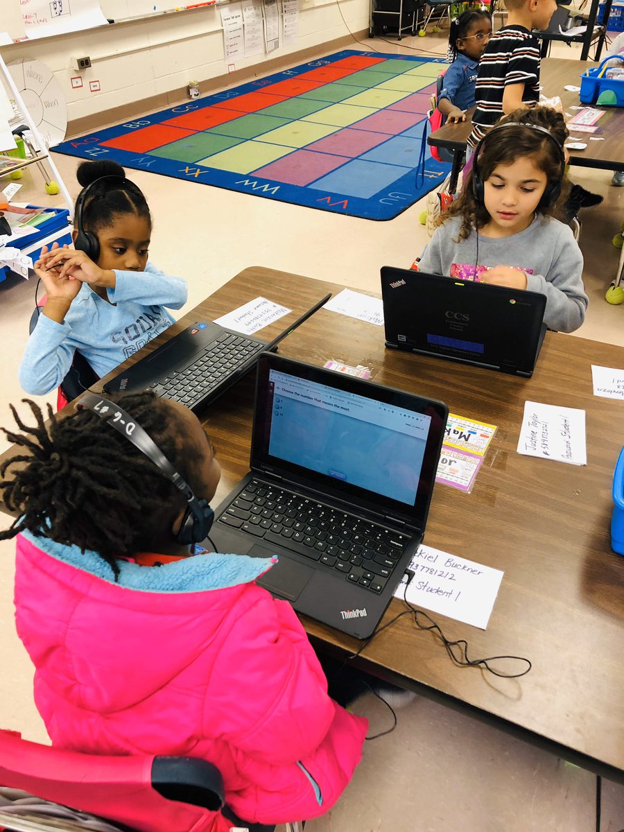 EdVBaldwin's tweet photo. 🤩Kindergarten centers!!! Look at all the levels of engagement: technology, subitizing, manipulatives, collaboration, hands on learning.... we could go on and on about one of our #amazingteachers #k5math @LisaJohnsonEDU @bnewellmath @simc2004 @CCSElemEd https://t.co/n4TqXCphHH