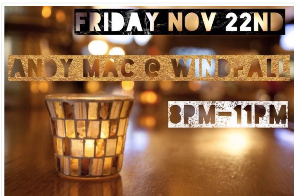 Andy Mac is back at Windfall Friday night, 8pm 
 windfallnyc.com