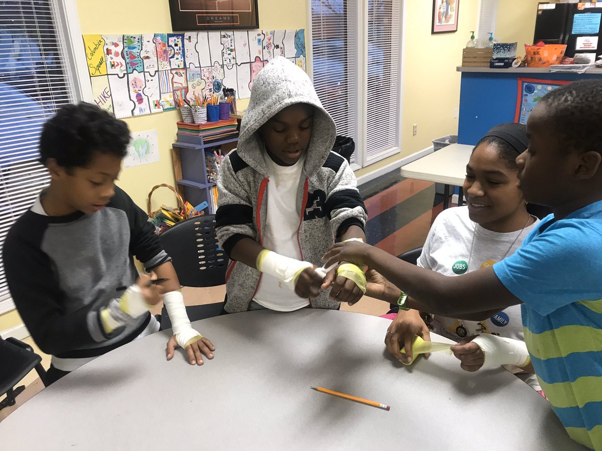 DOTBMU's tweet photo. Today we wrapped up the semester of programming with talking about what it takes to be an Athletic Trainer! Our dreamers were able to practice wrist tapings on each other. https://t.co/SdIRerj7U3