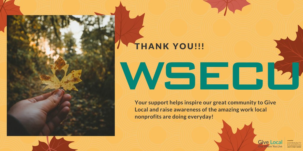 tcfsps's tweet image. We are incredibly grateful to our friends and sponsor, @WSECU for helping make Give Local 2019 a success! With their help, credit card fees and platform costs are covered so every dollar donated goes directly to participating nonprofits. #ThankYouThursday #SPSGives #GiveLocalSPS