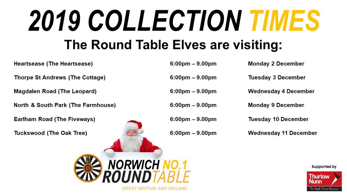 Check out our sleigh collection times for 2019! Santa's sleigh is being checked over by our friends at <a href="/ThurlowNunn/">Thurlow Nunn</a> to make sure it's ready and safe. Who's excited? 🤩🛷🎅