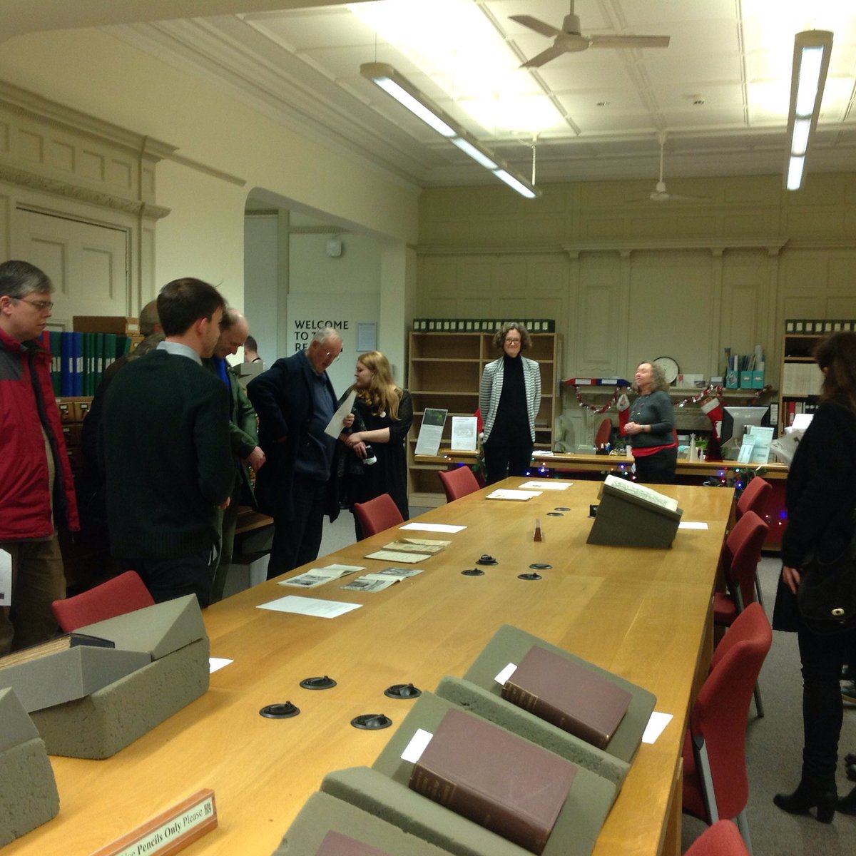 George Stanton, History student, giving an interesting synopsis of his vacation research using sources in ⁦<a href="/TheMERL/">The Museum of English Rural Life</a>⁩ on India/British ideas about using milk. The Friends Reading Room lovely table looking good.