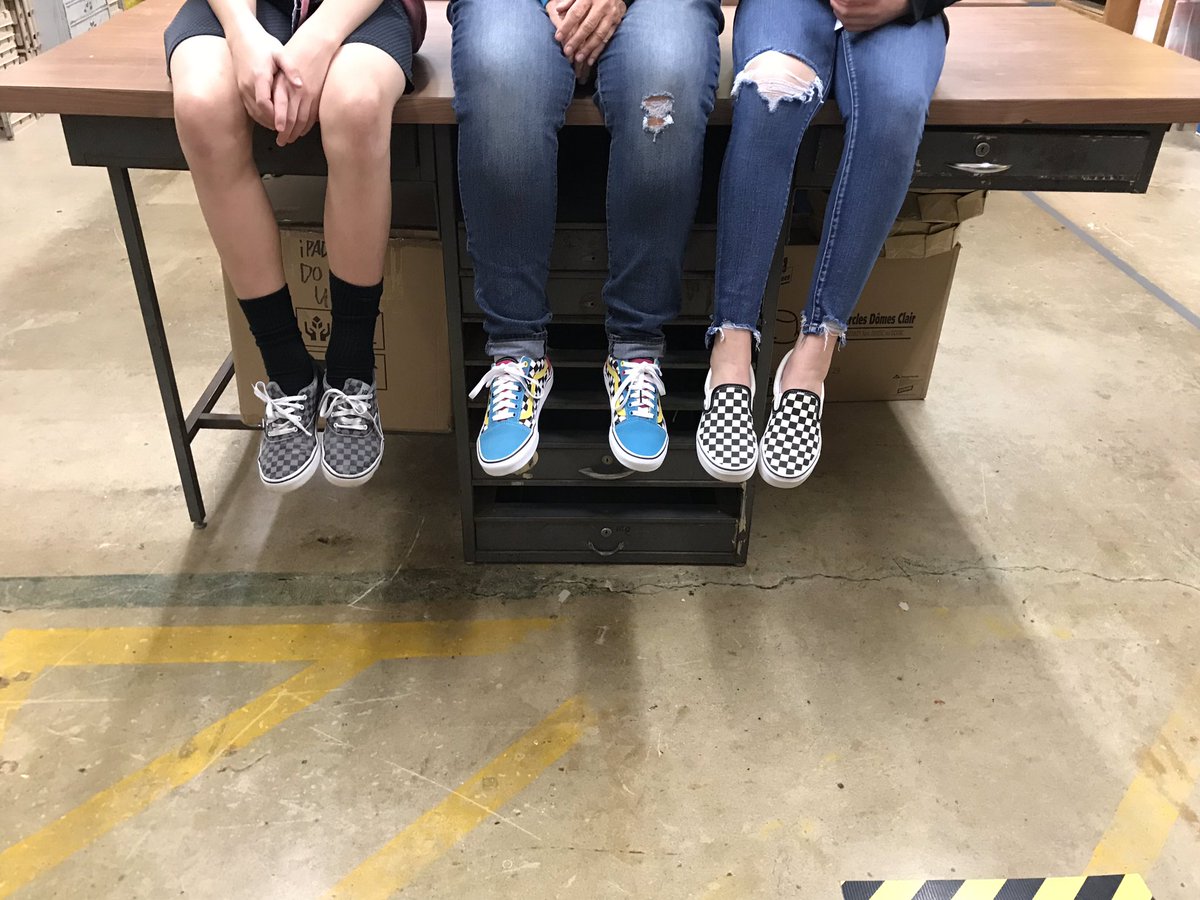 Celebrating #VansCheckerboardDay in STEAM today!  Students designing their own pair of Vans!!  Love watching their imagination and creativity coming to fruition!! <a href="/AJHhornets/">Azle Jr High</a>