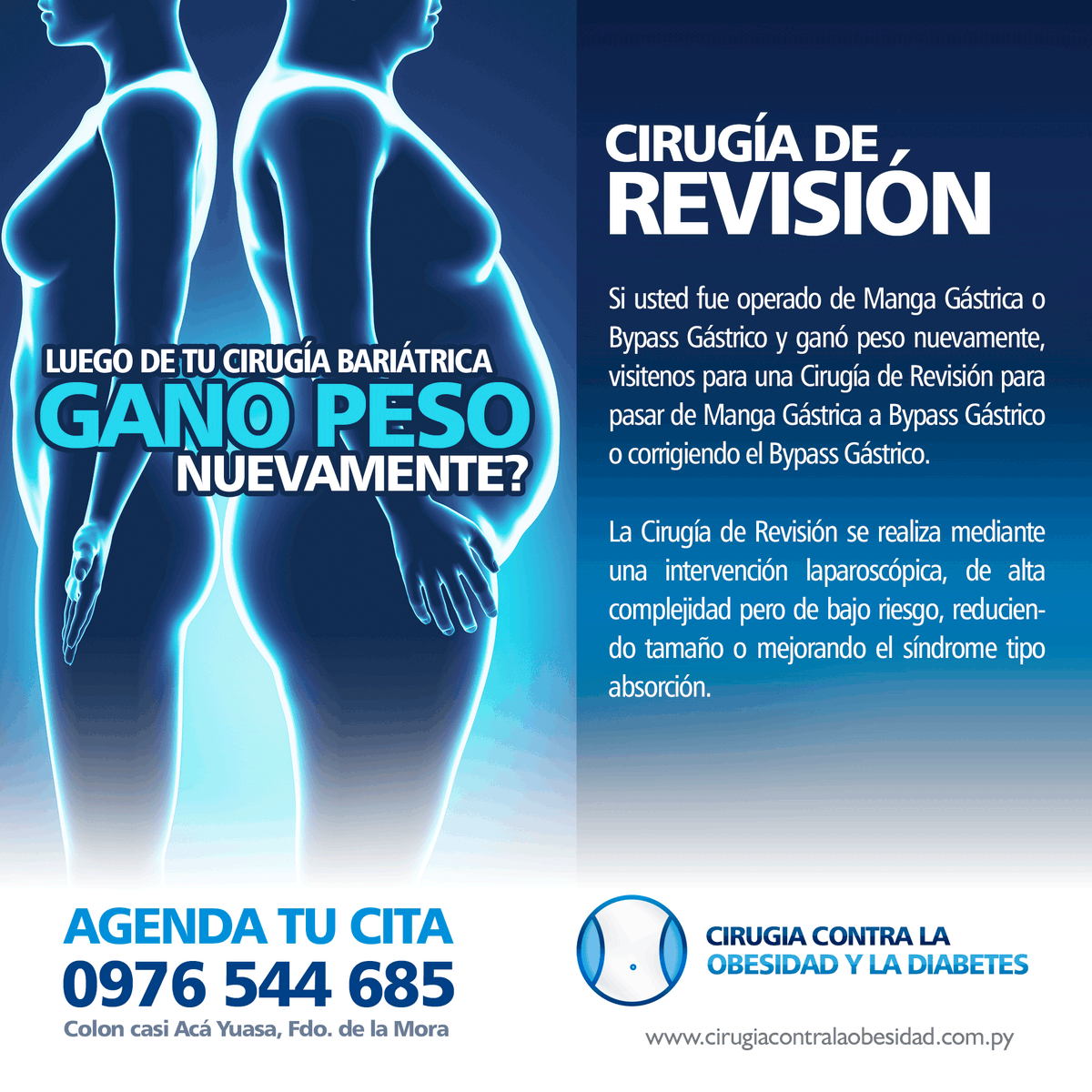 Bariatricapy's tweet photo. SI GANO PESO NUEVAMENTE HAGA UNA CIRUGÍA DE REVISIÓN. Te esperamos en: 📍https://t.co/lCdVWbNLDB - 📲AGENDA TU CITA (0976) 544 685 #CirugiaBariatrica #VivirSinObesidad #VivirSinDiabetes https://t.co/X7gIoECzuF